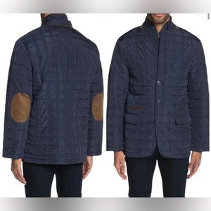NWT TailorByrd Quilted Dickey Jacket XL Black Elbow Patch Preppy Luxe